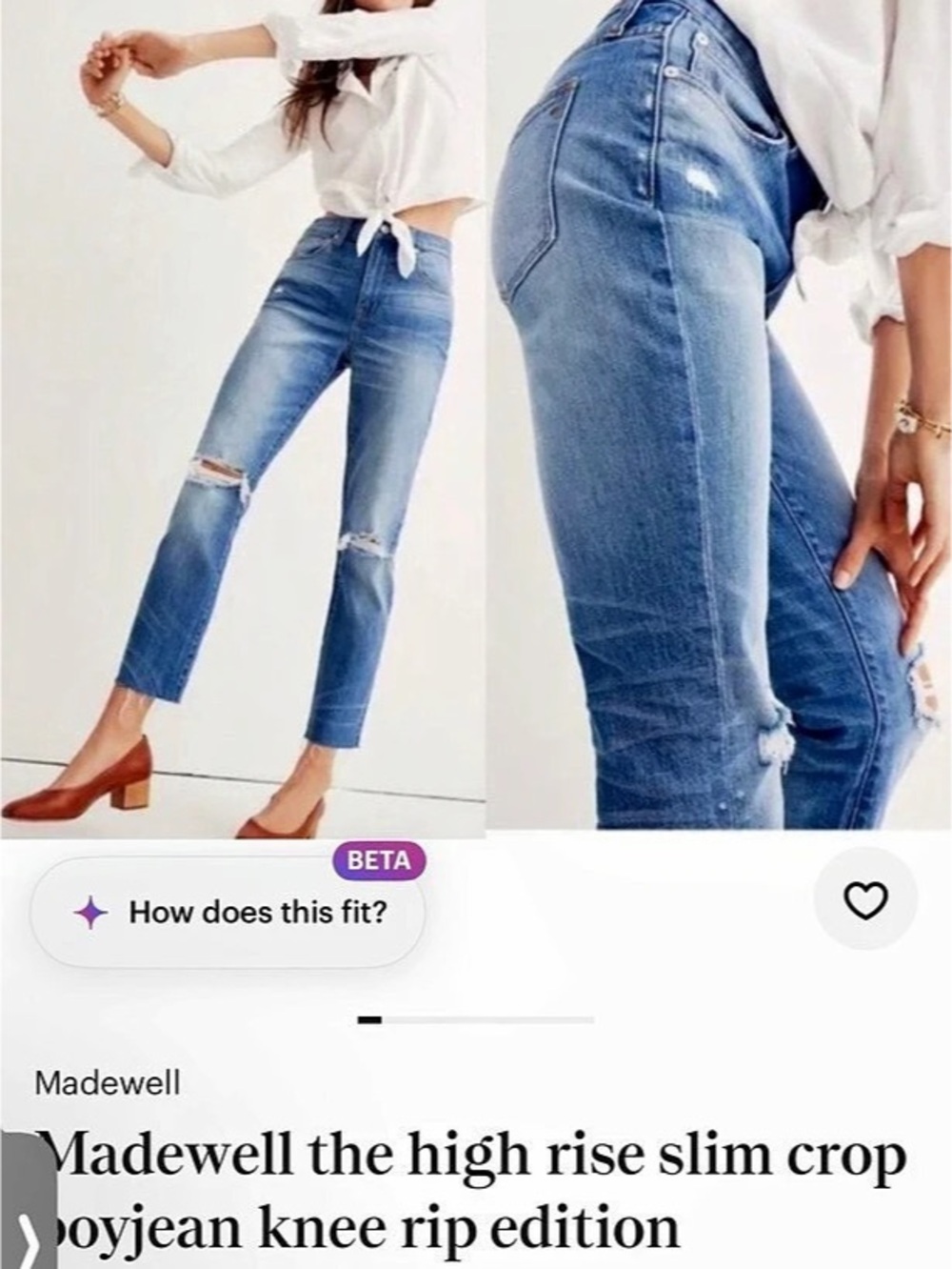 Madewell The High-Rise Slim Crop Boyjean: Knee-Rip Edition Jeans in Blue
